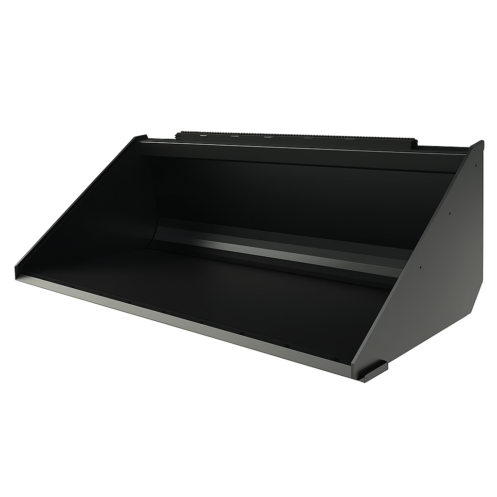 68 inch heavy-duty skid steer dirt bucket attachment on white background