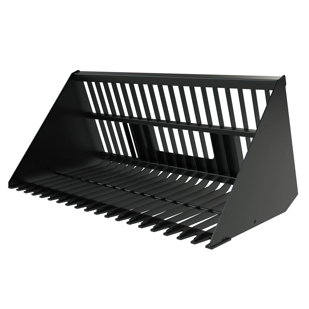 75 inch Top Dog XL firewood bucket for skid steers, made in USA from GR50 steel, open-bottom design