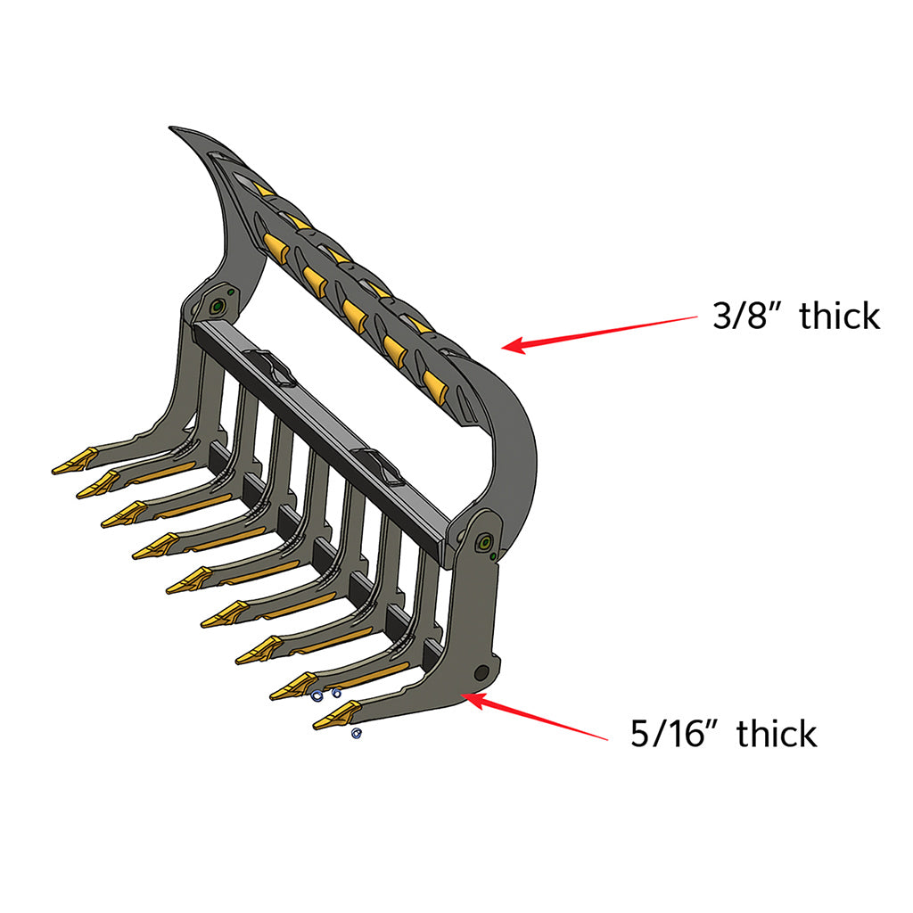Greatbear Heavy Root Fork Grapple – 78" Skid Steer Root & Brush Grapple | Woodland Supply Co.