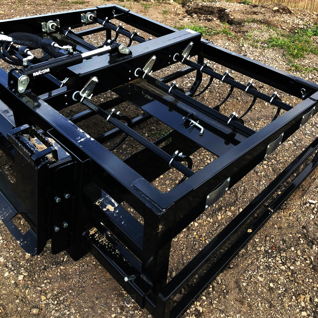 Ductile-iron hooks and laser-cut formed frame on 6-pack bale accumulator.